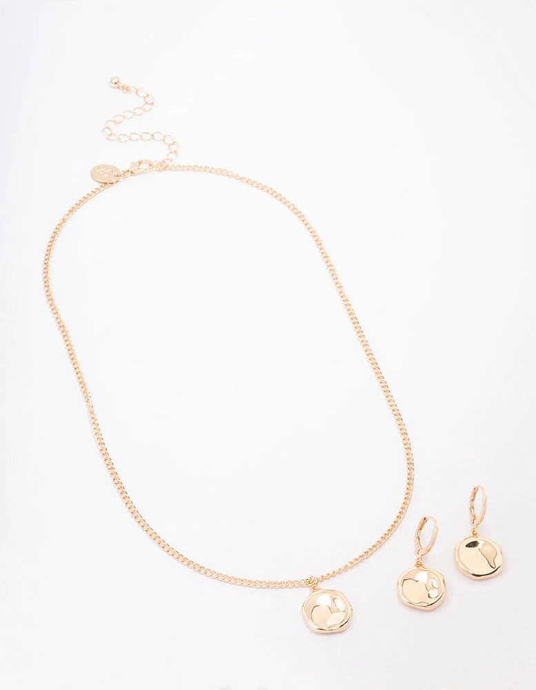 Gold Textured Coin Jewellery Set