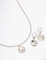 Rhodium Textured Coin Jewellery Set