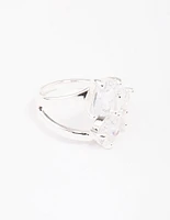 Silver Mixed Stone Trio Cubic Zirconia Ring