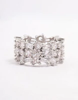 Rhodium Mixed Stone Cubic Zirconia Band Ring