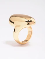 Gold Plated Smooth Statement Oval Ring