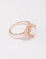 Rose Gold Cubic Zirconia Framed Square Ring