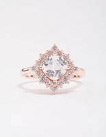 Rose Gold Cubic Zirconia Framed Square Ring