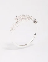 Silver Plated Graduating Cubic Zirconia Wrap Ring