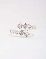 Silver Plated Graduating Cubic Zirconia Wrap Ring