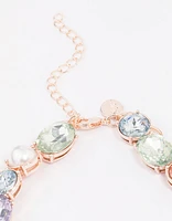 Rose Gold Pearl Stone Statement Necklace