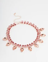 Rose Gold Drop Statement Choker Necklace