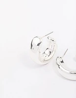 Silver Chunky Simple Slide Hoop Earrings