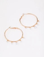 Gold Cubic Zirconia Dangle Hoop Earrings