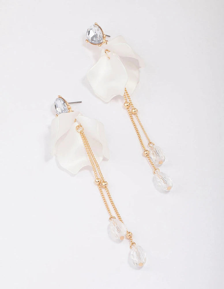 Gold Climbing Rose Drop Earrings