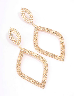 Gold Cupchain Diamond-Shaped Drop Earrings