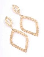 Gold Cupchain Diamond-Shaped Drop Earrings