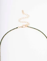 Gold Dainty Emerald Ribbon Lariat Necklace