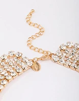 Gold Cupchain Diamante Statement Necklace