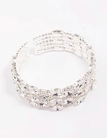 Silver Large Diamante Oval Wrist Cuff