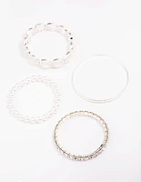 Silver Pearl Stretch Bracelet 5-Pack