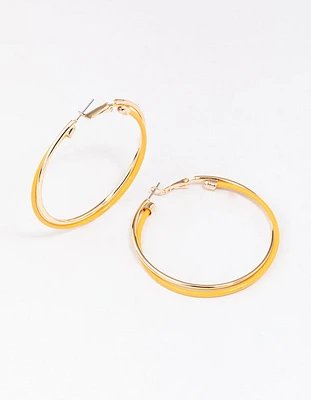 Gold Thin Double Twist Hoop Earrings