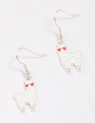 Silver Llama Drop Earrings