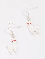 Silver Llama Drop Earrings