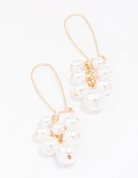 Gold Pearl Cluster Drop Earrings