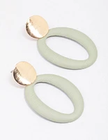 Gold Disc Textured Oval Drop Earrings