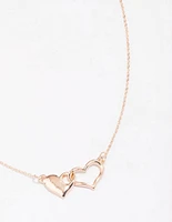 Rose Gold Solid Interlocking Heart Pendant Necklace