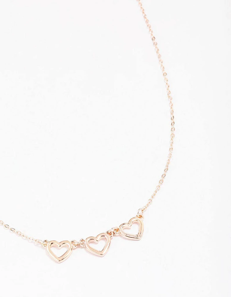 Rose Gold Cut Out Heart Pendant Necklace