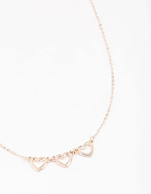 Rose Gold Cut Out Heart Pendant Necklace