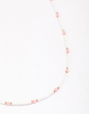 Gold Beaded Facet Chain Necklace