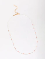 Gold Beaded Facet Chain Necklace