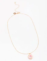 Gold & Pink Donut Pendant Necklace