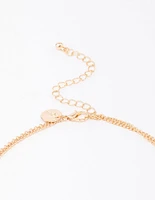 Gold Double Chain Circle Pendant Layered Necklace