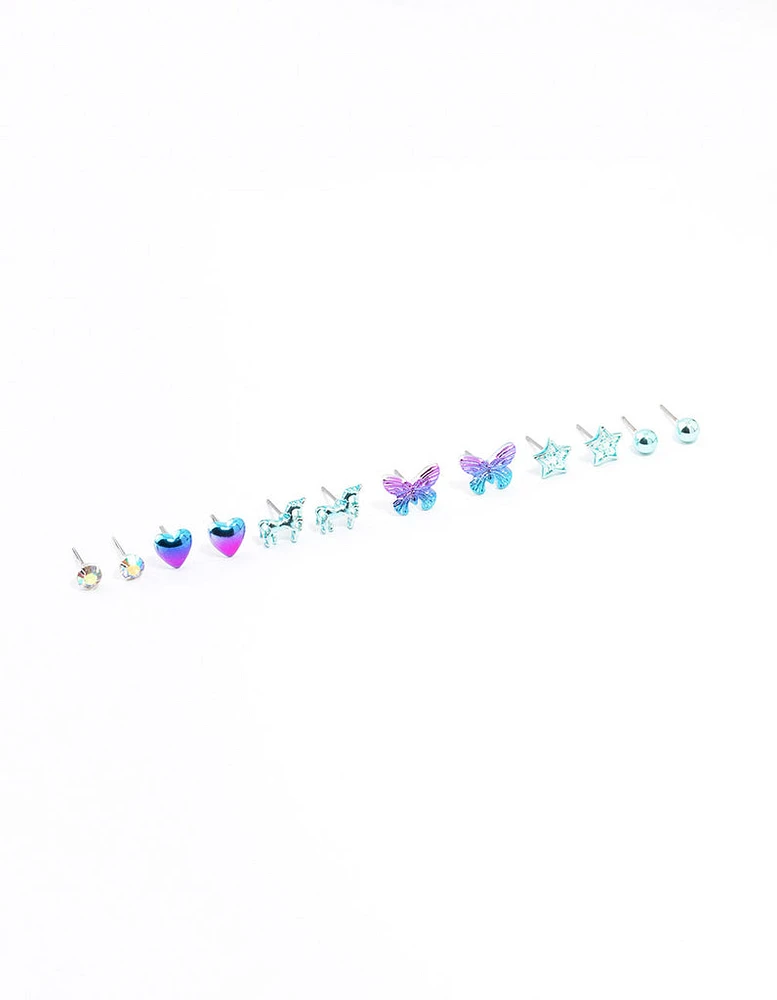 Kids Coated Unicorn And Butterfly Earrings 6-Pack