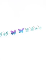 Kids Coated Unicorn And Butterfly Earrings 6-Pack