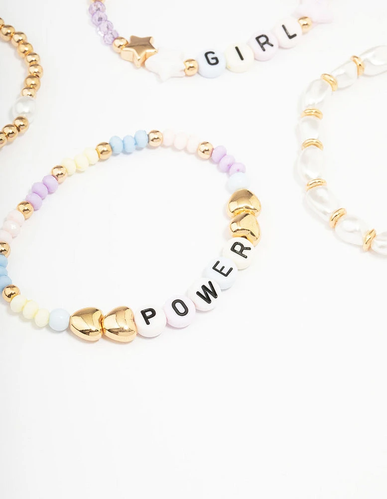 Kids Girl Power Stretch Friendship Bracelet Pack