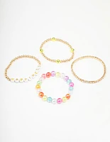 Kids Smiley Rainbow Stretchy Friendship Bracelet Pack