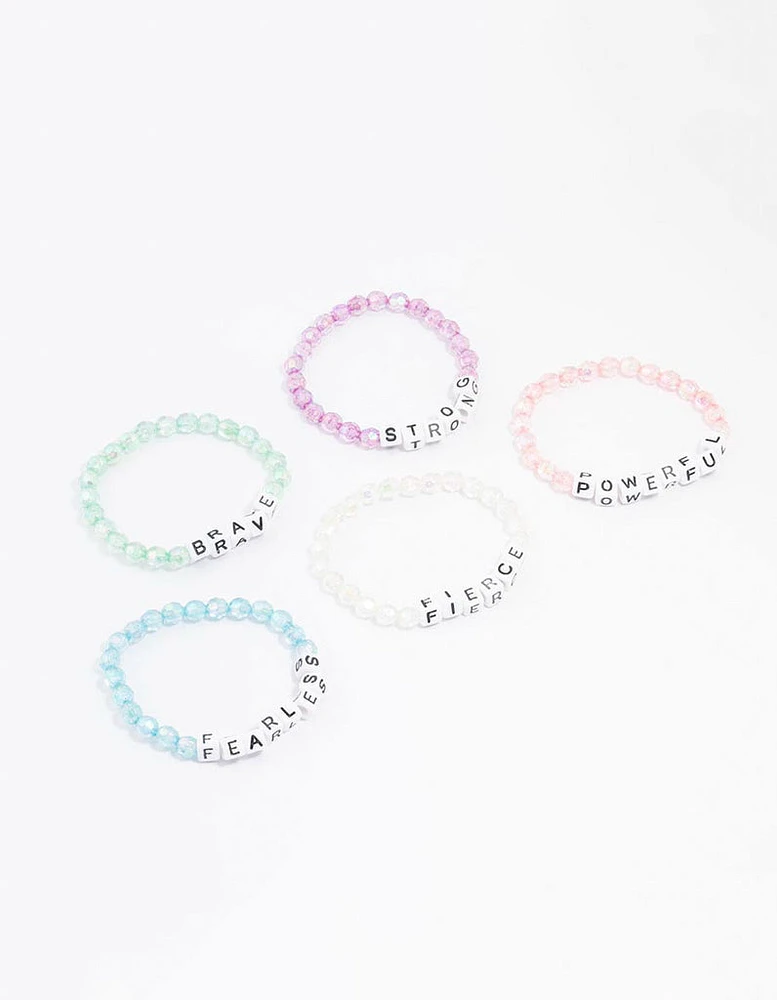 Rainbow Affirmation Stretch Bracelets 5-Pack