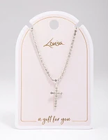 Silver Cupchain Chain Cross Pendant Necklace