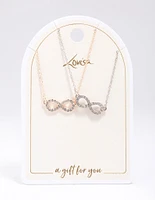 Gold & Silver Infinity Diamante Necklace Pack