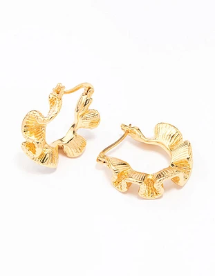 Gold Plated Frill Edge Hoop Earrings