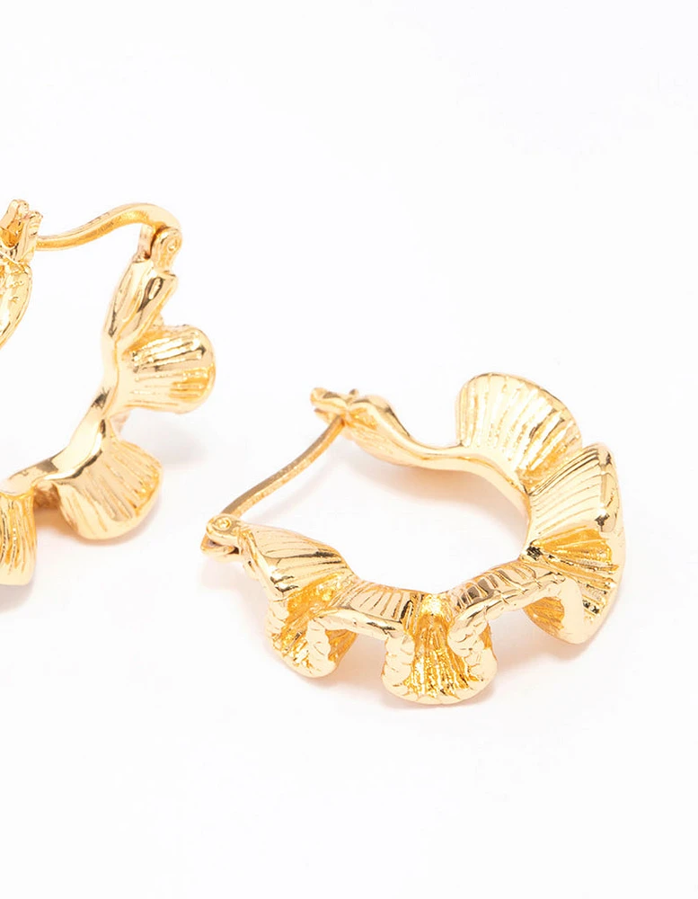 Gold Plated Frill Edge Hoop Earrings