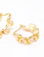 Gold Plated Frill Edge Hoop Earrings