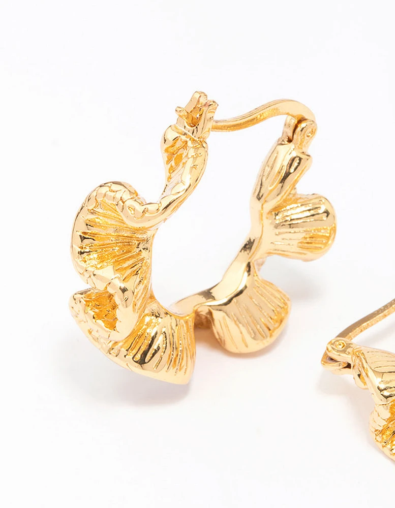 Gold Plated Frill Edge Hoop Earrings