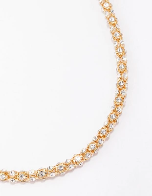 Gold Plated Diamante Fireball Chain Necklace