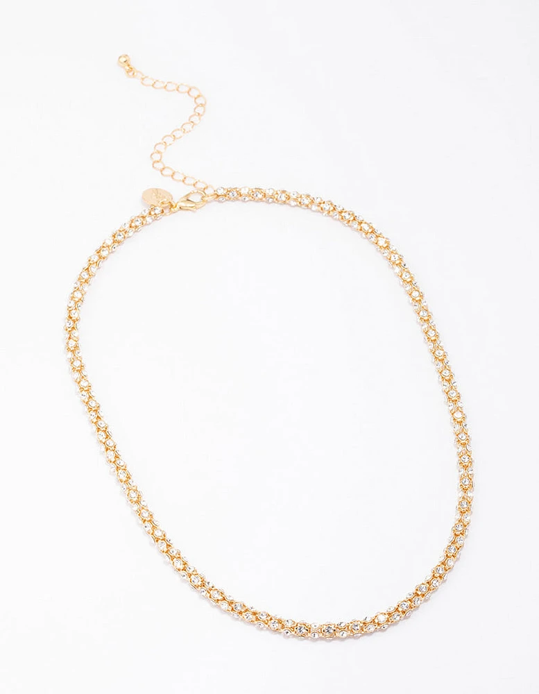 Gold Plated Diamante Fireball Chain Necklace