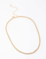 Gold Plated Diamante Fireball Chain Necklace