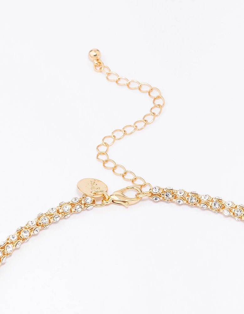 Gold Plated Diamante Fireball Chain Necklace