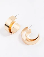 Gold Double Smooth Medium Hoop Earrings
