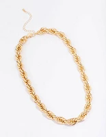 Gold Spiral Thick Chain Necklace