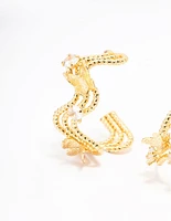 Gold Plated Cubic Zirconia Butterfly Hoop Earrings